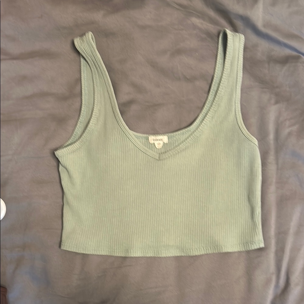 Mint Green Ribbed Crop Top